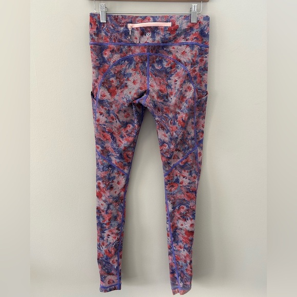 Lululemon Circa 2016 Speed Light Checker Blooms Full Length Zipper Back Leggings - Picture 3 of 7